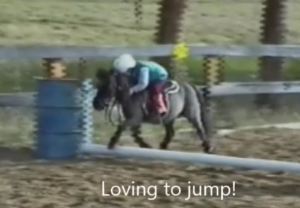 Sarah learning to jump for the first time