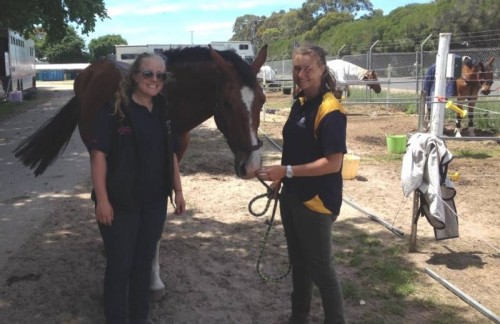Sarah saying good bye to LH Adele. Chelsea saying hello!
