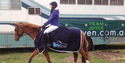 LH Johnny showing off his new sponsored rug from Horseland