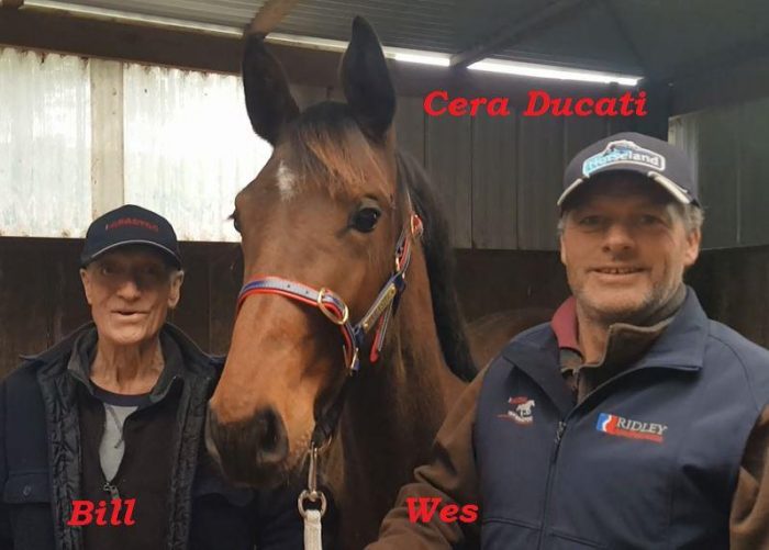 Wes & his dad Bill proud owners of Cera Ducati known as Handsome at home
